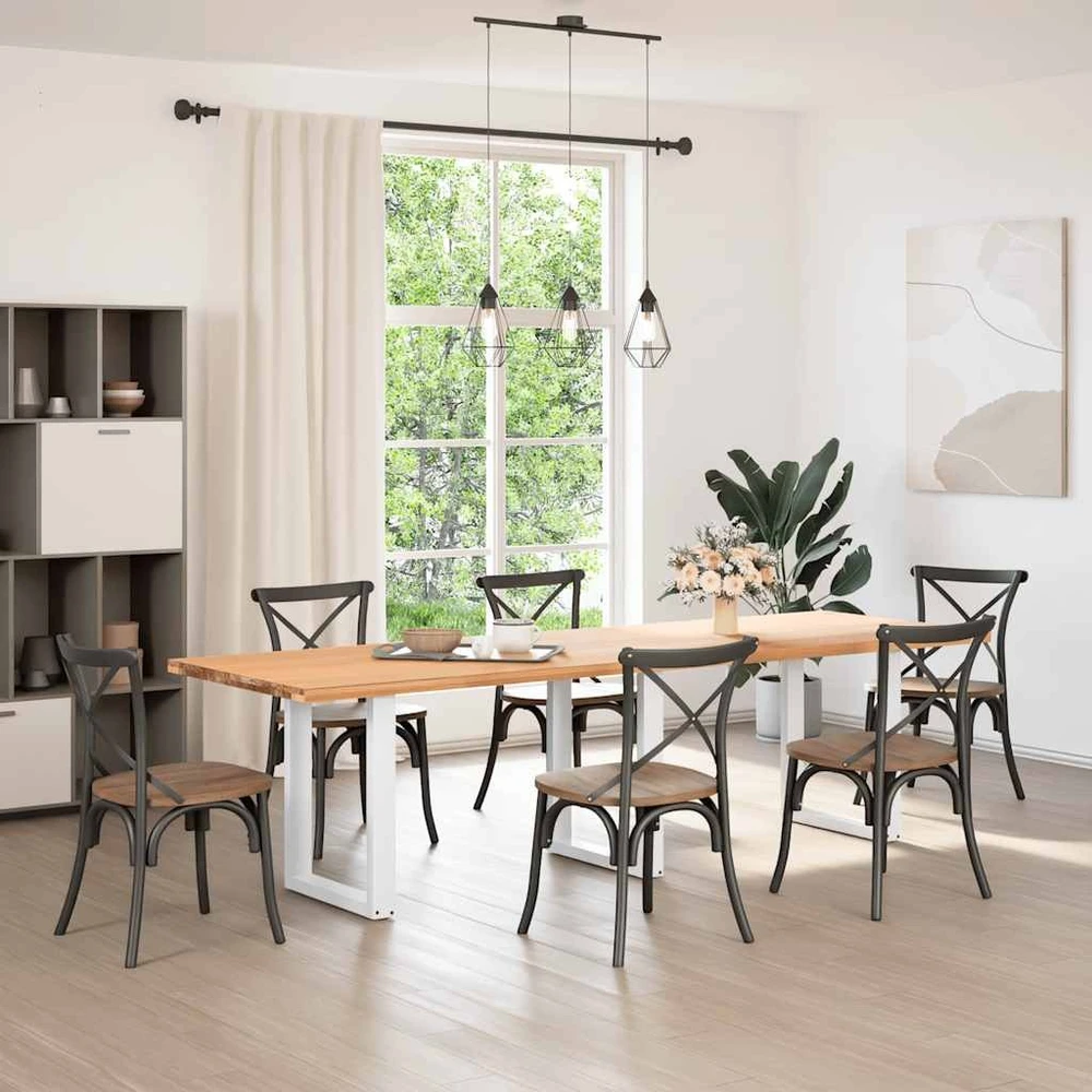 Valgomojo stalo kojelės, 3 vnt., baltos, 70x(72-73) cm, plienas, U formos