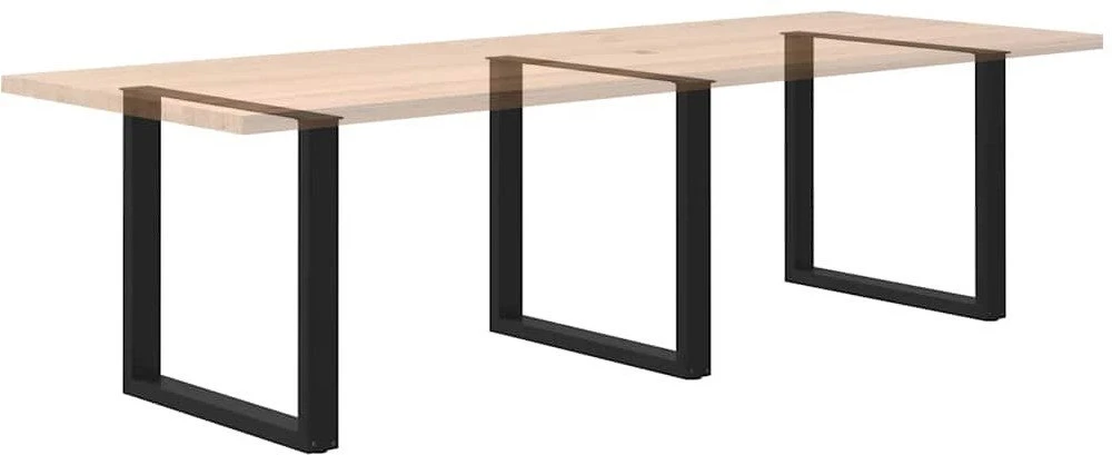 Valgomojo stalo kojelės, 3 vnt., juodos, 90x(72-73) cm, plienas, U formos