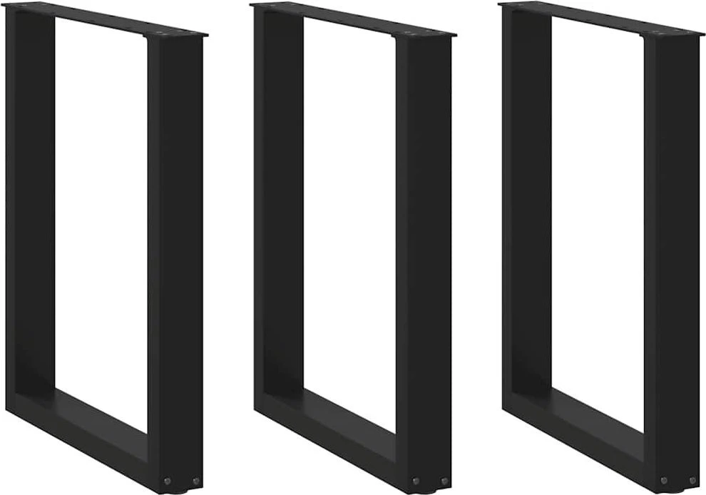 Valgomojo stalo kojelės, 3 vnt., juodos, 70x(72-73) cm, plienas, U formos