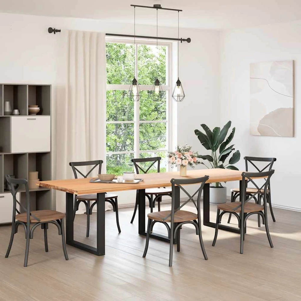 Valgomojo stalo kojelės, 3 vnt., juodos, 90x(72-73) cm, plienas, U formos