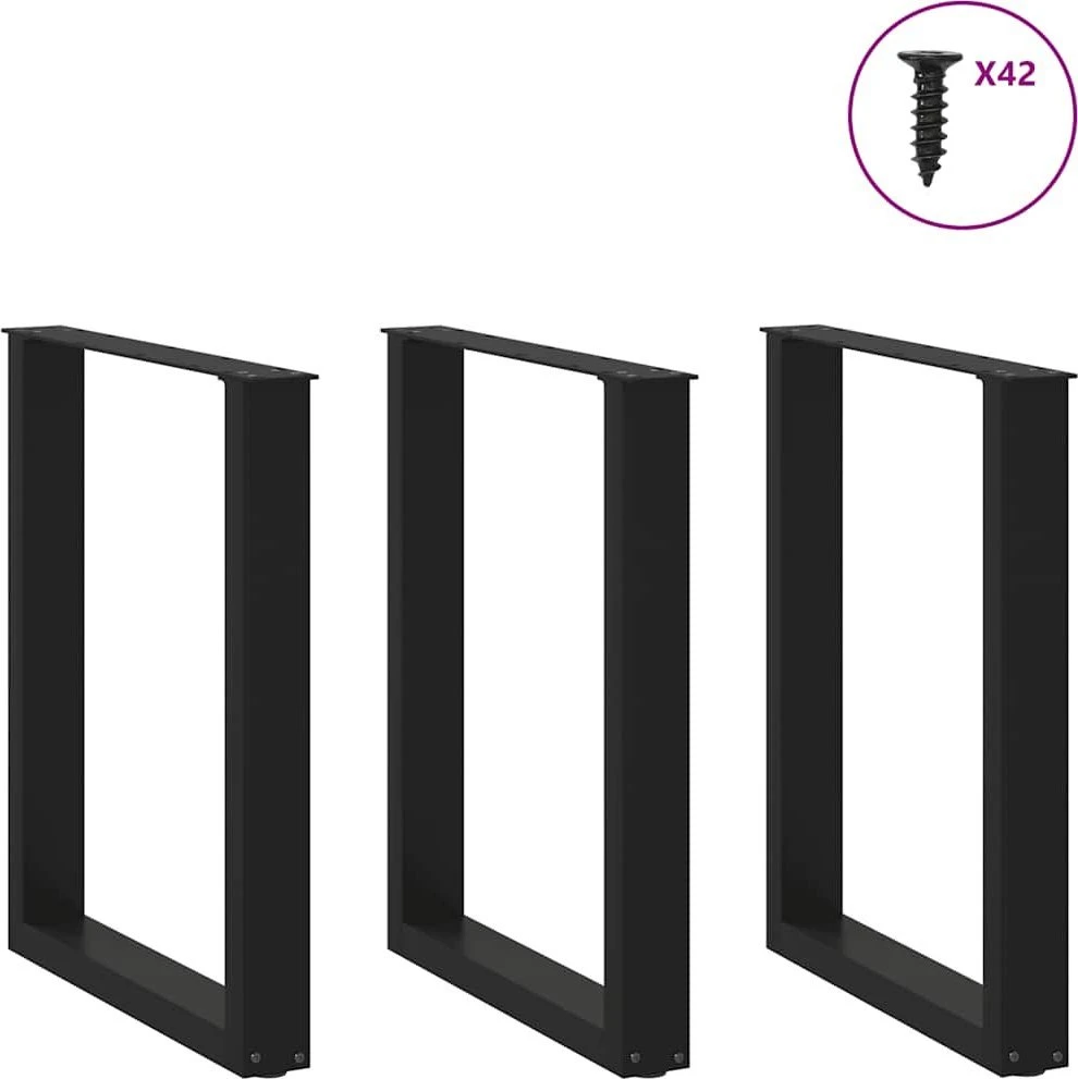 Valgomojo stalo kojelės, 3 vnt., juodos, 70x(72-73) cm, plienas, U formos