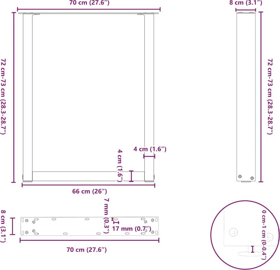 Valgomojo stalo kojelės, 3 vnt., juodos, 70x(72-73) cm, plienas, U formos