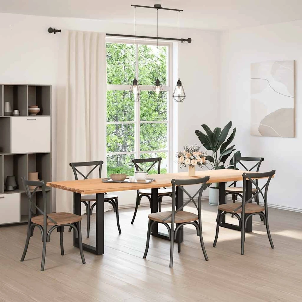 Valgomojo stalo kojelės, 3 vnt., juodos, 70x(72-73) cm, plienas, U formos