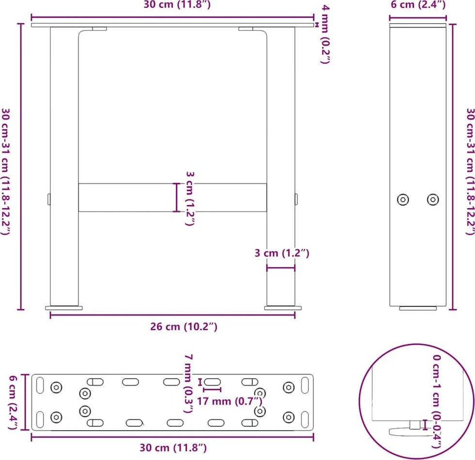 Kavos staliuko kojelės, antracito, 2 vnt., 30x(30-31)cm