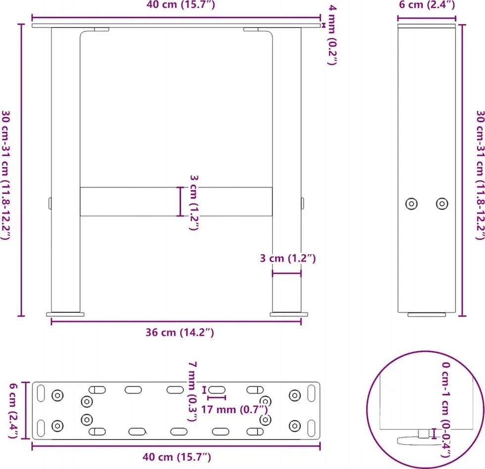 Kavos staliuko kojos, antracito spalvos, 2 vnt., 40x(30-31) cm, plienas