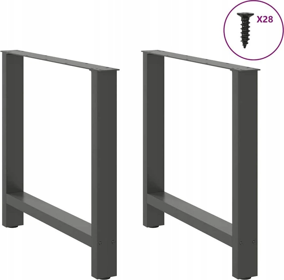 Valgomojo stalo kojos, antracito spalvos, 2 vnt., 70x(72-73) cm, plienas