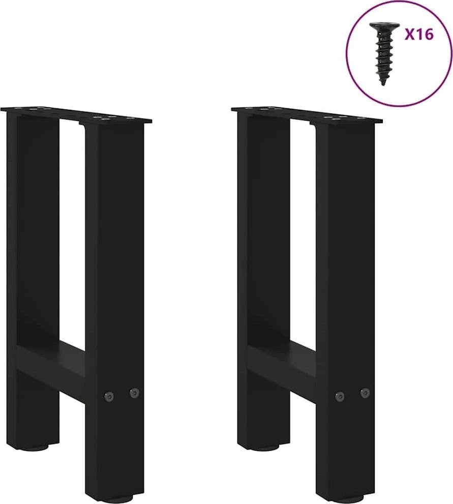 Kavos staliuko kojelės, juoda, 2 vnt., 28x(42-43)cm, plienas