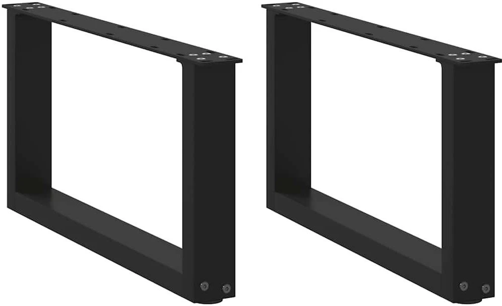 Kavos staliuko kojelės, 2 vnt., juodos, 60x(30-31) cm, plienas, U formos
