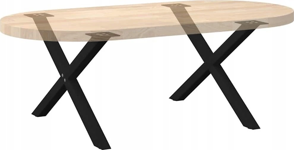 Kavos staliuko kojelės, X formos, 2 vnt., juodos, 70x(42-43) cm, plienas
