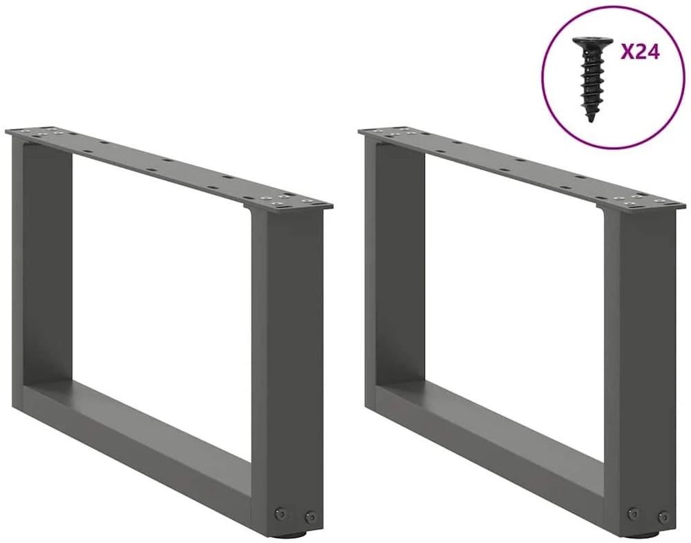 Kavos staliuko kojelės, 2 vnt., antracito spalvos, 60x(30-31) cm, plienas