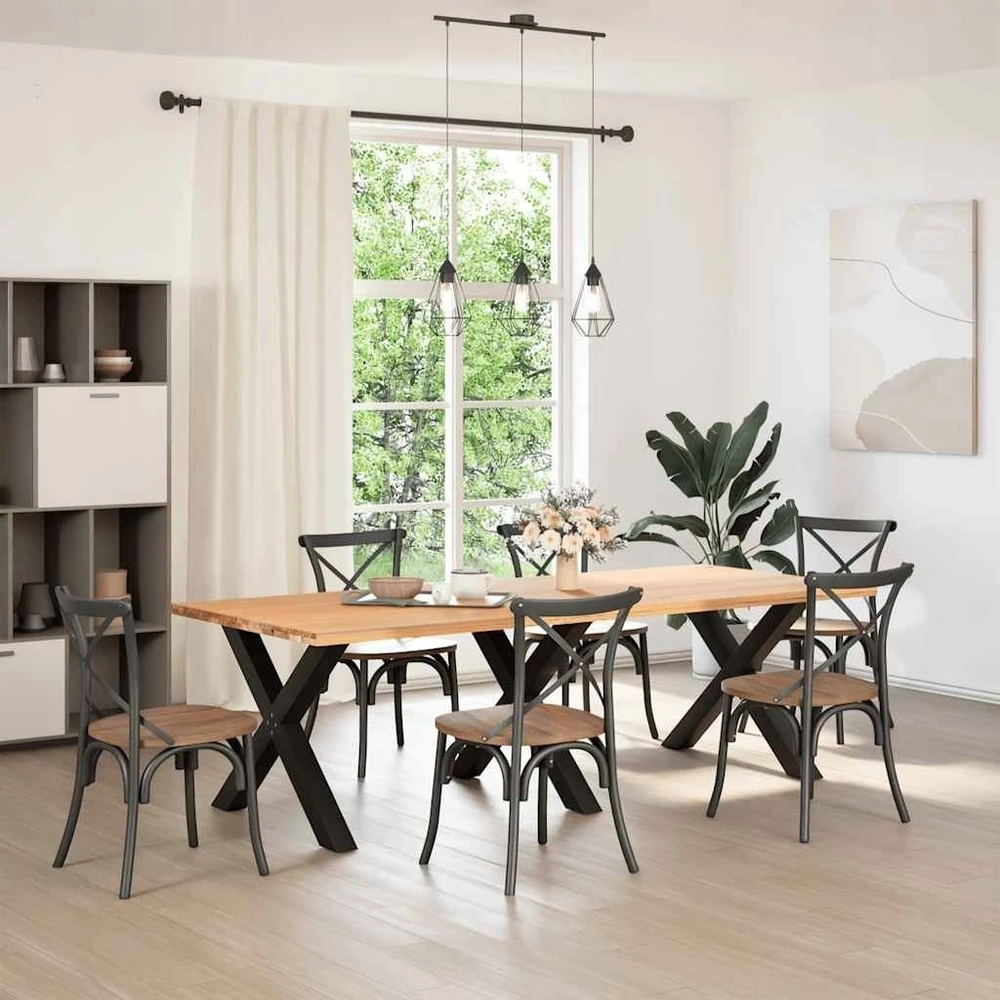 Valgomojo stalo kojos, 3 vnt., juodos, 90x(72-73) cm, plienas, X formos