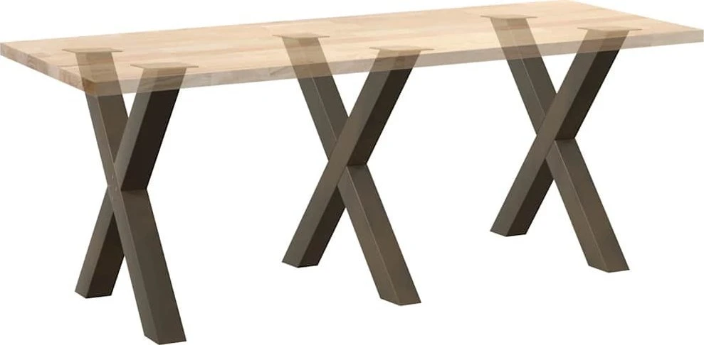 Valgomojo stalo kojos, X formos, 3 vnt., natūralus plienas, 80x(72-73) cm, plienas