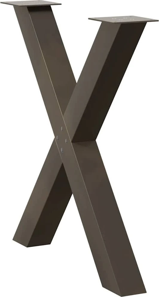 Valgomojo stalo kojos, X formos, 3 vnt., natūralus plienas, 80x(72-73) cm, plienas