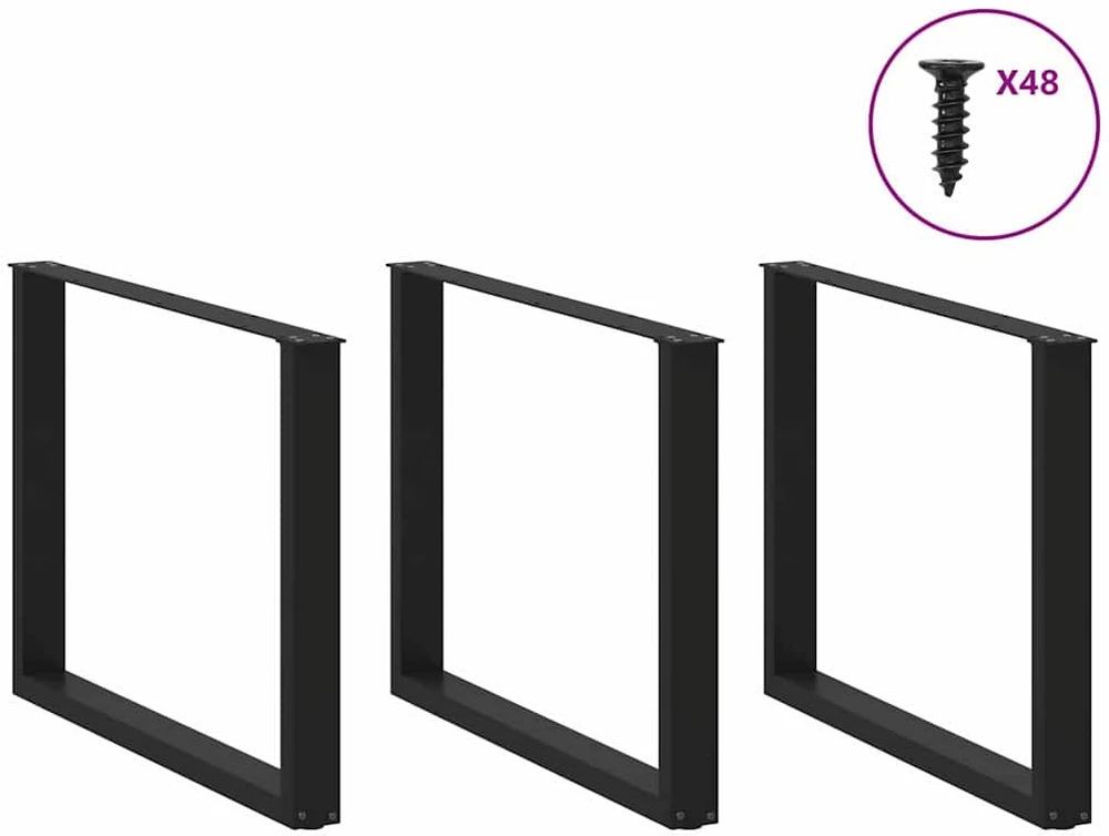 Kavos staliuko kojelės, U formos, 2 vnt., juoda, 100x(72-73) cm