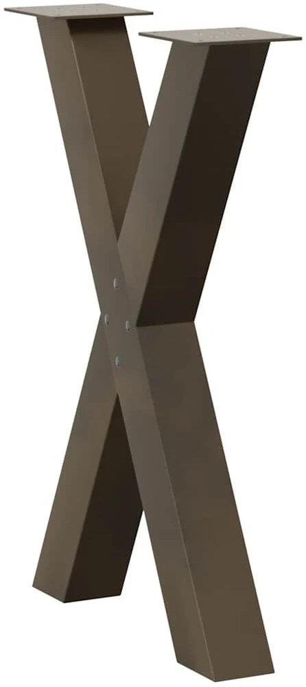 Valgomojo stalo kojos, X formos, 2 vnt., natūralus plienas, 60x(72-73) cm, plienas