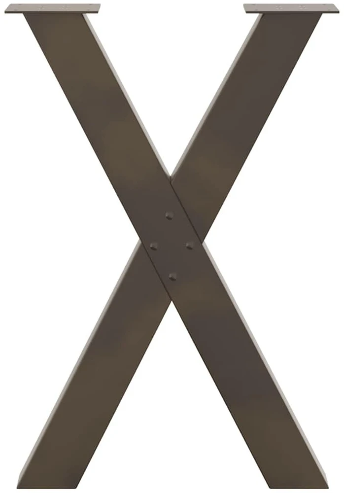 Valgomojo stalo kojos, X formos, 2 vnt., natūralus plienas, 60x(72-73) cm, plienas