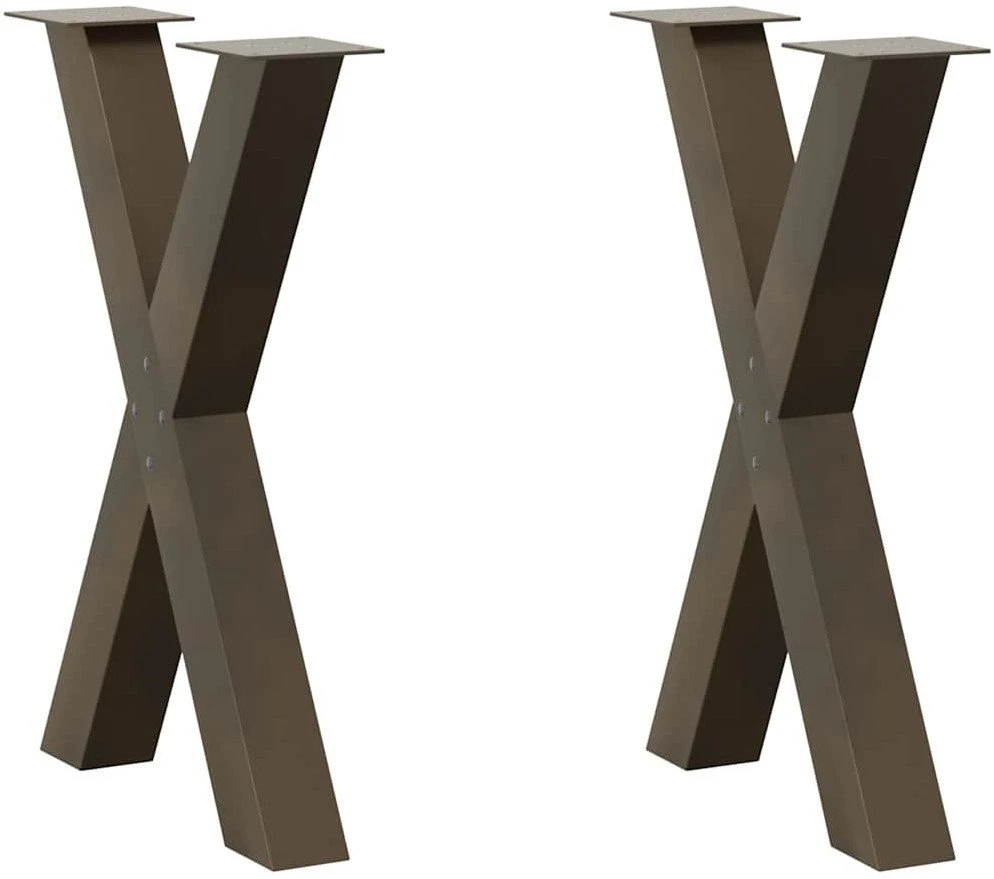 Valgomojo stalo kojos, X formos, 2 vnt., natūralus plienas, 60x(72-73) cm, plienas