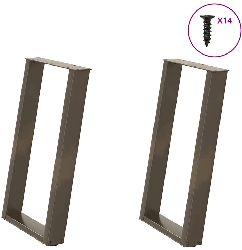 Valgomojo stalo kojelės, U formos, 2 vnt., natūralus plienas, 60x(72-73) cm, plienas