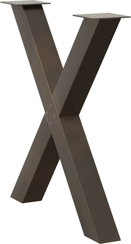 Valgomojo stalo kojelės, X formos, 2 vnt., natūralus plienas, 70x(72-73) cm, plienas