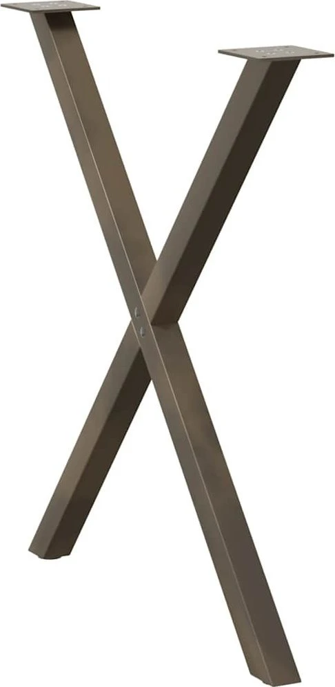 Valgomojo stalo kojelės, X formos, 2 vnt., natūralus plienas, 70x(72-73) cm, plienas