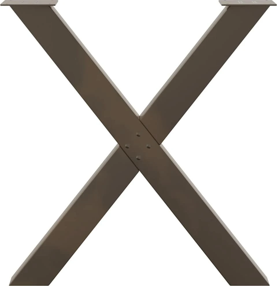 Valgomojo stalo kojelės, X formos, 2 vnt., natūralus plienas, 70x(72-73) cm, plienas