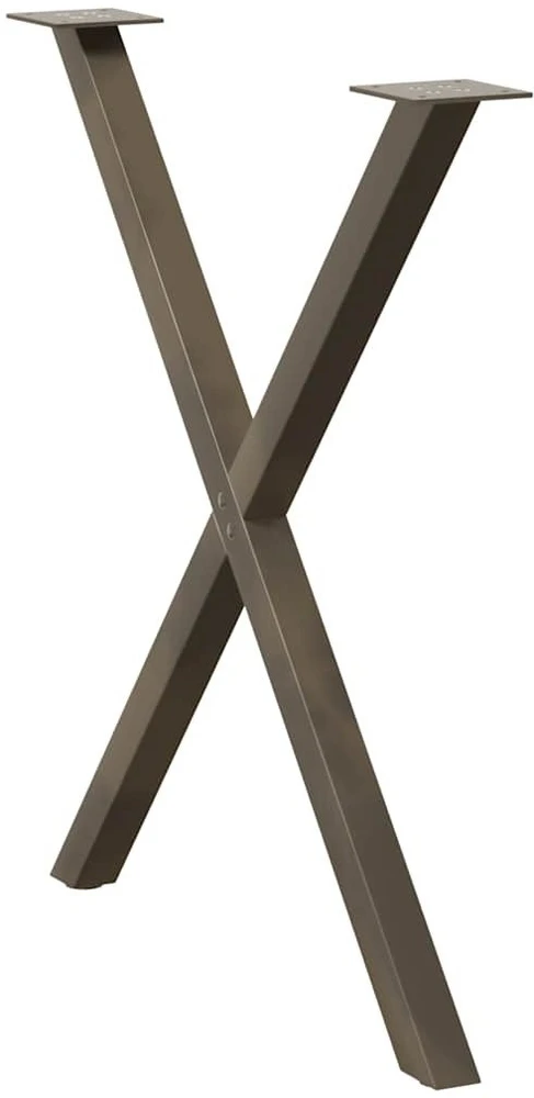 Valgomojo stalo kojelės, X formos, 2 vnt., natūralus plienas, 80x(72-73) cm, plienas