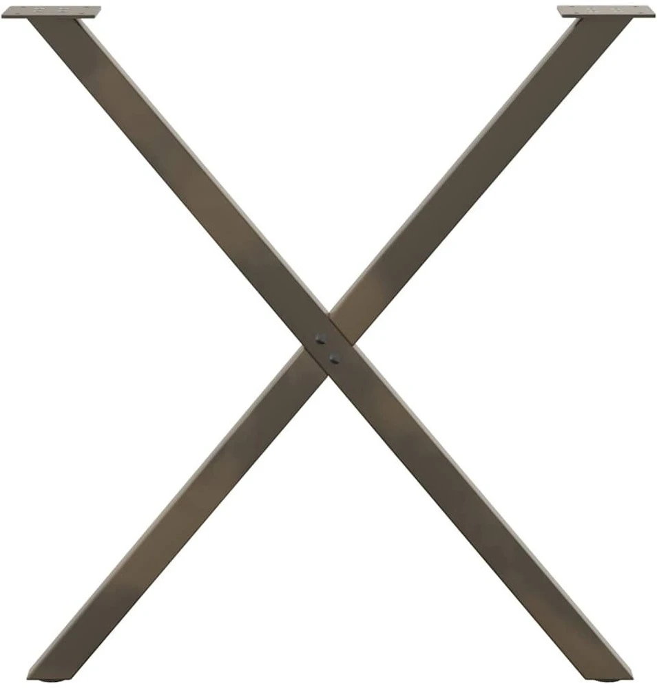 Valgomojo stalo kojelės, X formos, 2 vnt., natūralus plienas, 80x(72-73) cm, plienas