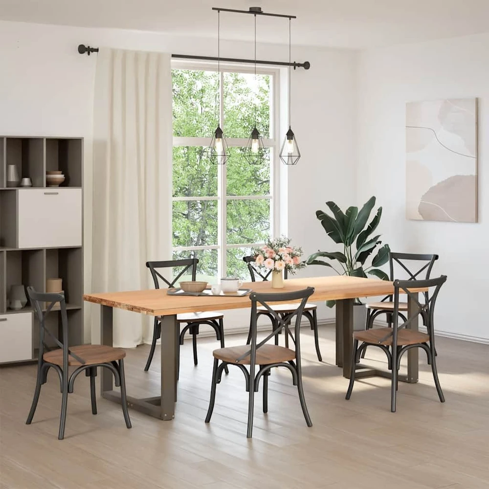 Valgomojo stalo kojelės, 2 vnt., juodos, 90x35x(72-73) cm, plienas