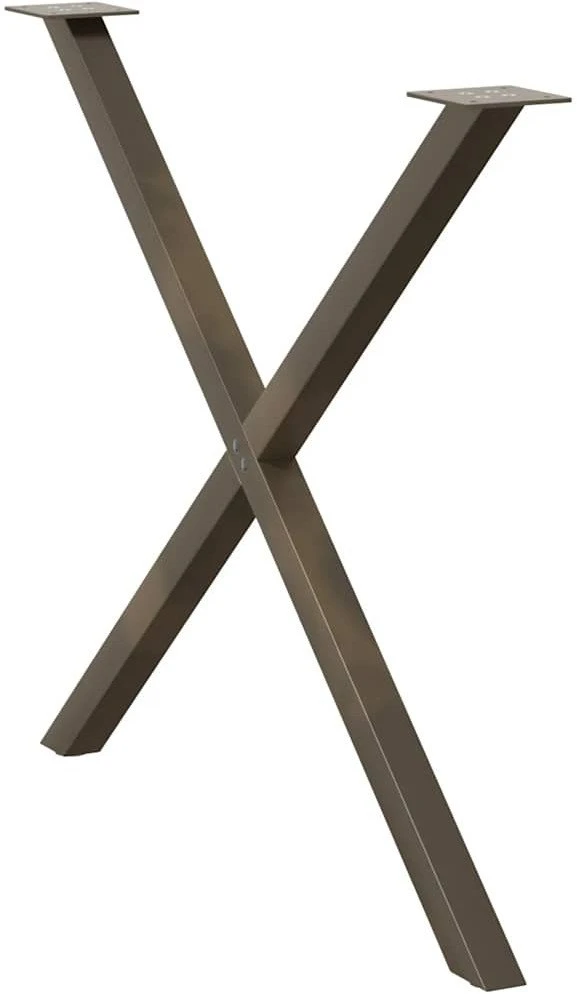 Valgomojo stalo kojelės, X formos, 2 vnt., natūralus plienas, 90x(72-73) cm, plienas