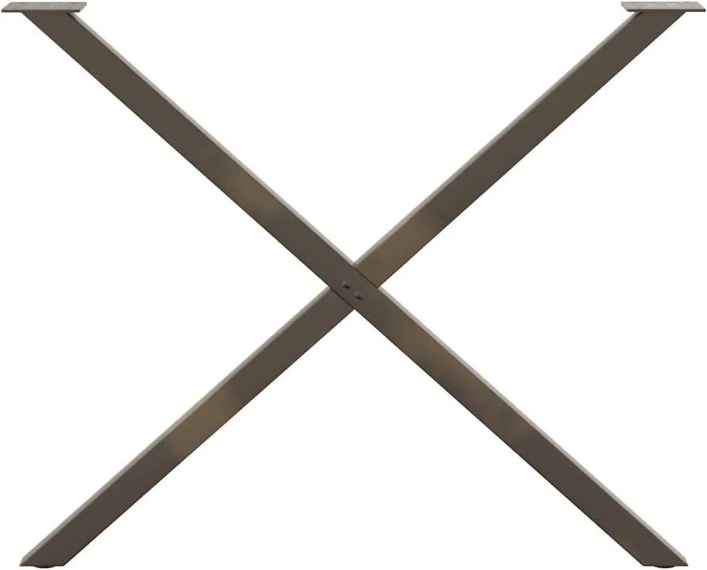 Valgomojo stalo kojelės, X formos, 2 vnt., natūralus plienas, 90x(72-73) cm, plienas