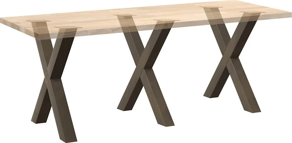 Valgomojo stalo kojos, X formos, 3 vnt., natūralus plienas, 70x(72-73) cm, plienas