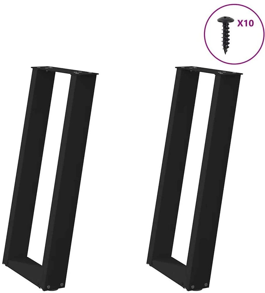 Konsolinio stalo kojelės, U formos, 2 vnt., juodos, 28x(72-73) cm, plienas
