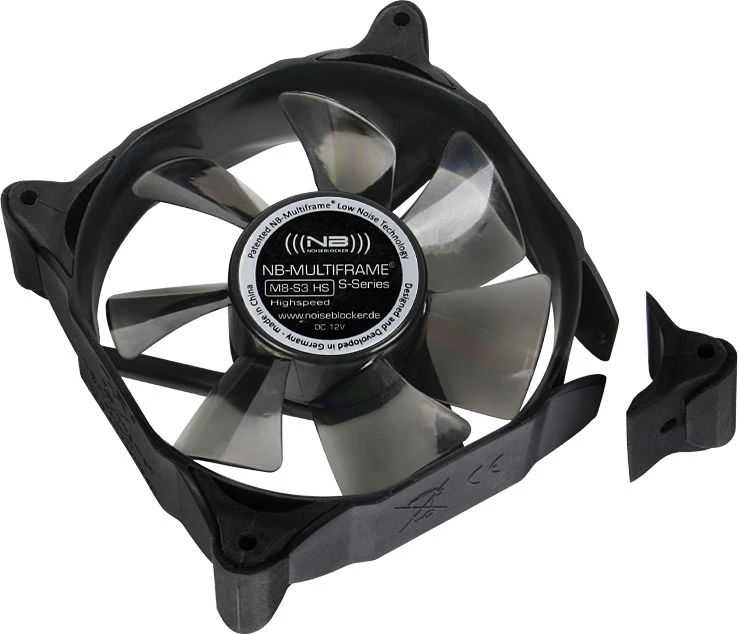 Noiseblocker M8-S3 HS ventiliatorius su nuimama detale