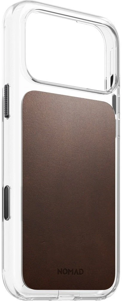 Nomad skaidrus odinis dėklas, sendinto rudumo (Horween) - iPhone 18 Pro Max/17 Pro Max