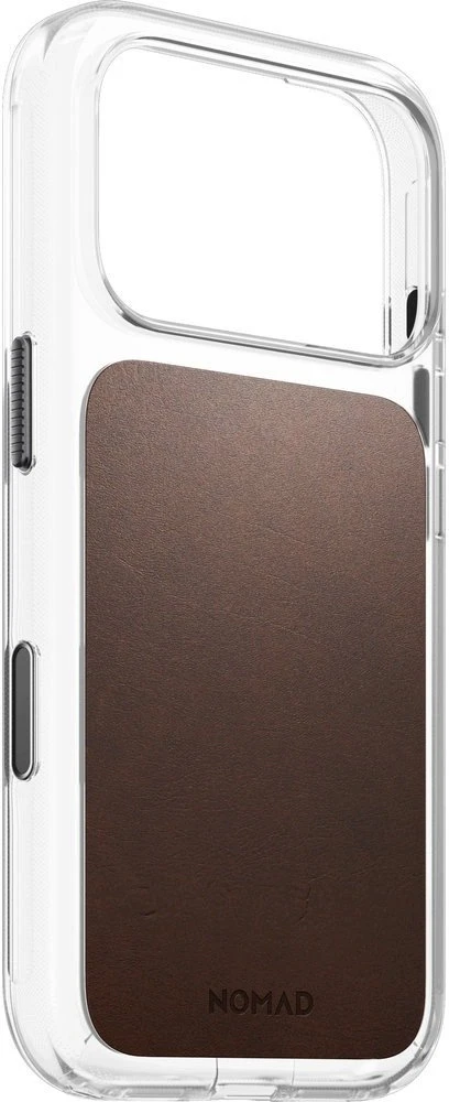 Nomad Skaidrus odinis dėklas, rustinė ruda (Horween) - iPhone 18 Pro/17 Pro