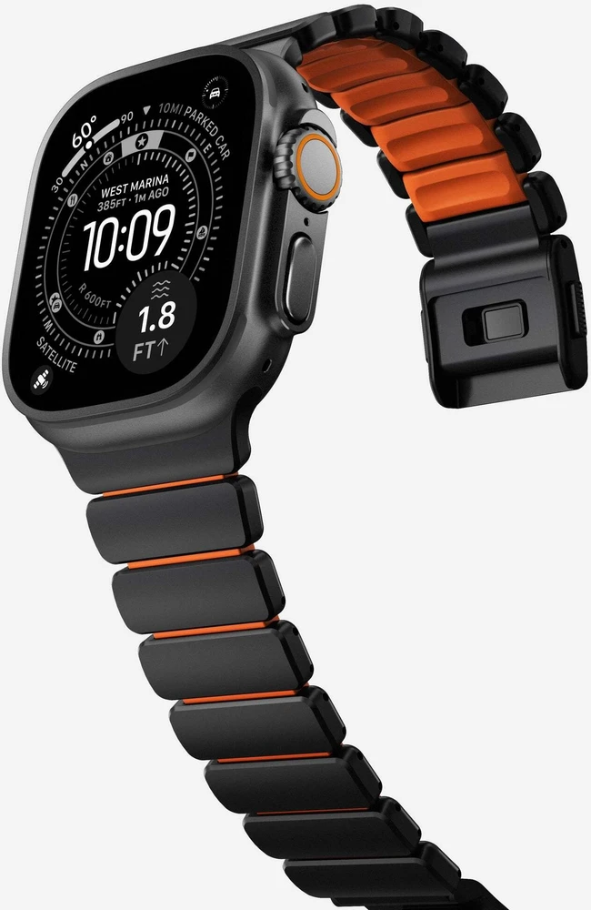 Apyrankė Nomad Stratos Band, juodas titanium, ultra oranžinis FKM - AW 45/46/49mm