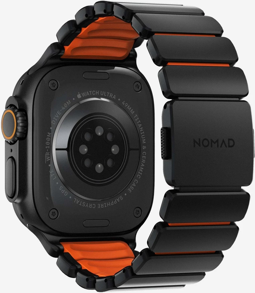 Apyrankė Nomad Stratos Band, juodas titanium, ultra oranžinis FKM - AW 45/46/49mm