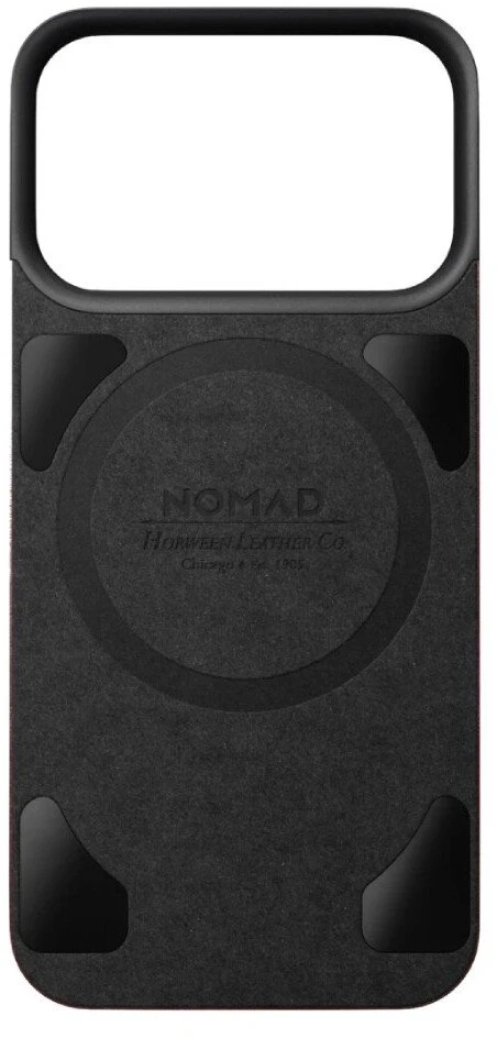 Dėklas Nomad Magnetinė odinė nugarėlė, bordo (Horween), Magsafe - iPhone 18 Pro/17 Pro