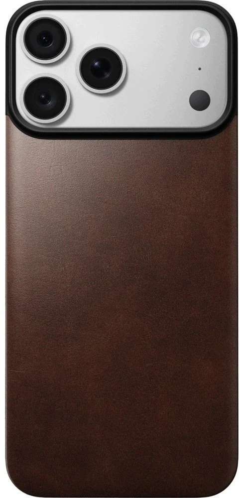 Dėklas Nomad Magnetinė odinė nugarėlė, sendintos rudos spalvos (Horween), MagSafe - iPhone 18 Pro Max/17 Pro Max