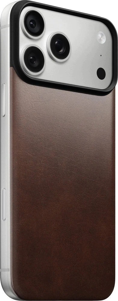 Dėklas Nomad Magnetinė odinė nugarėlė, sendintos rudos spalvos (Horween), MagSafe - iPhone 18 Pro Max/17 Pro Max