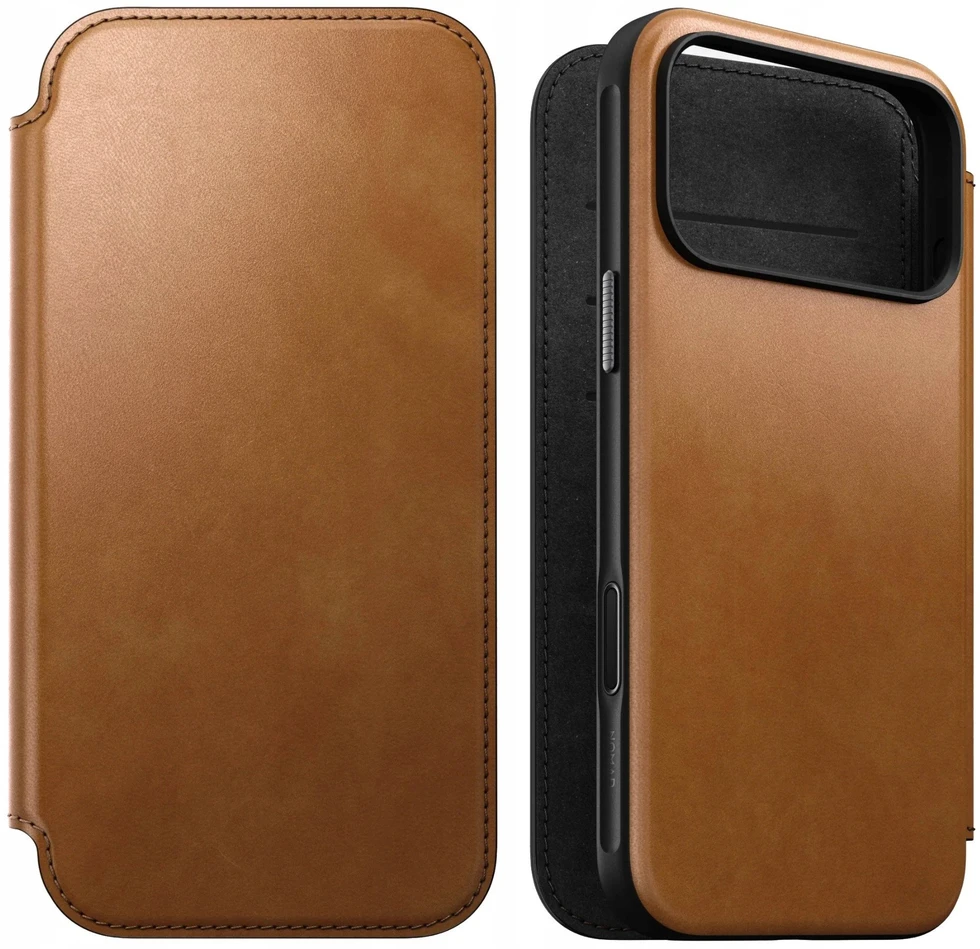 Dėklas Nomad Modern Leather Folio, english tan - iPhone 17 Pro