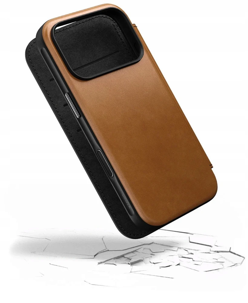 Dėklas Nomad Modern Leather Folio, english tan - iPhone 17 Pro