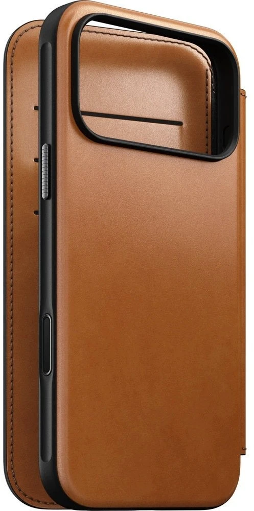 Dėklai ir viršeliai – „Flip Nomad Modern“ odinis „Folio“ dėklas, balno spalvos („Horween“) – iPhone 18 Pro Max/17 Pro Max