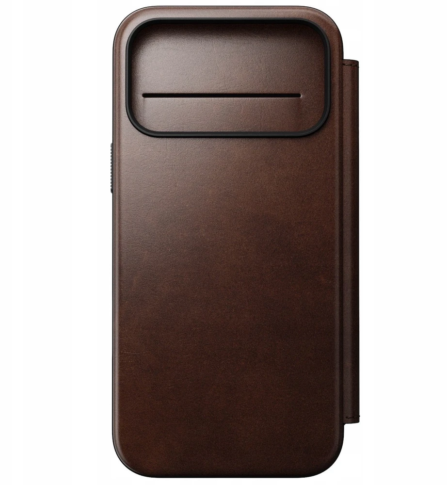 Dėklas „Nomad Modern Leather Folio“, kaimiško stiliaus rudas (Horween) – „iPhone 17 Pro Max“