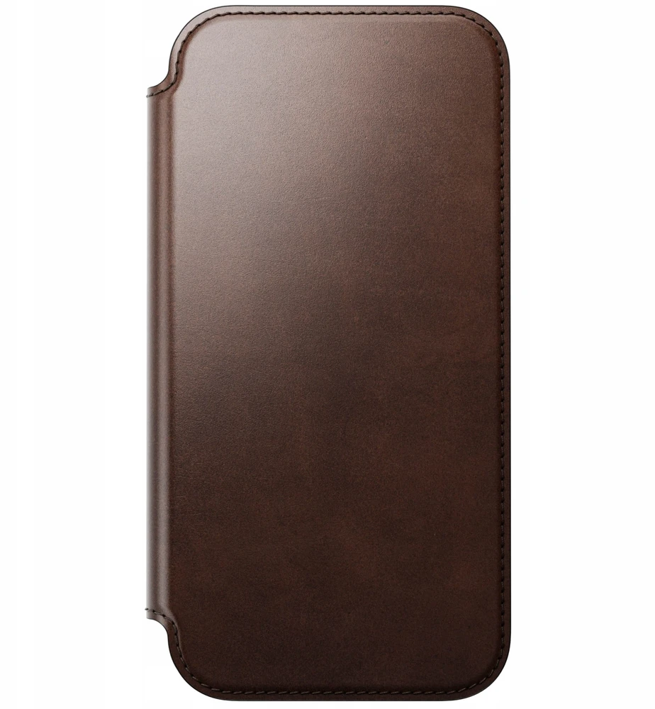 Dėklas „Nomad Modern Leather Folio“, kaimiško stiliaus rudas (Horween) – „iPhone 17 Pro Max“