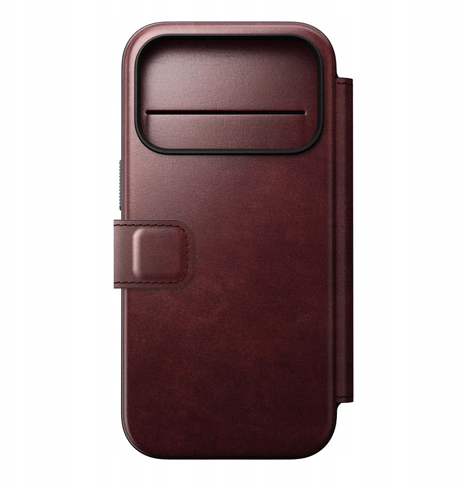 Dėklas Nomad Modern Leather Folio, burgundy (Horween) - iPhone 17 Pro