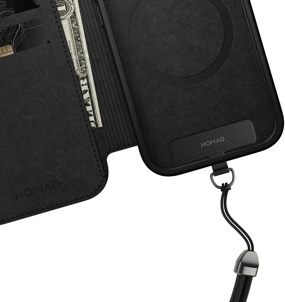 Dėklas Nomad Modern Leather Folio, juodas - iPhone 17 Pro