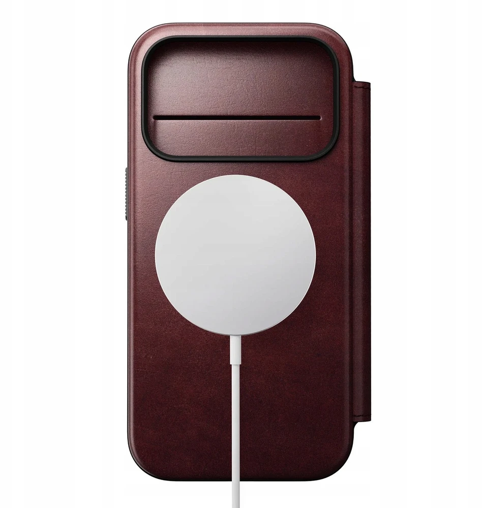 Dėklas Nomad Modern Leather Folio, burgundy (Horween) - iPhone 17 Pro