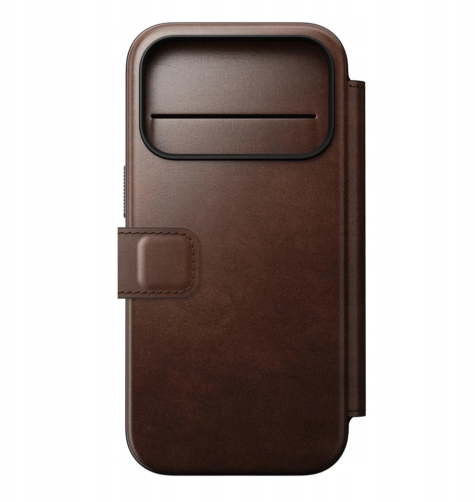 Dėklas Nomad Modern Leather Folio, rustic ruda (Horween) - iPhone 17 Pro