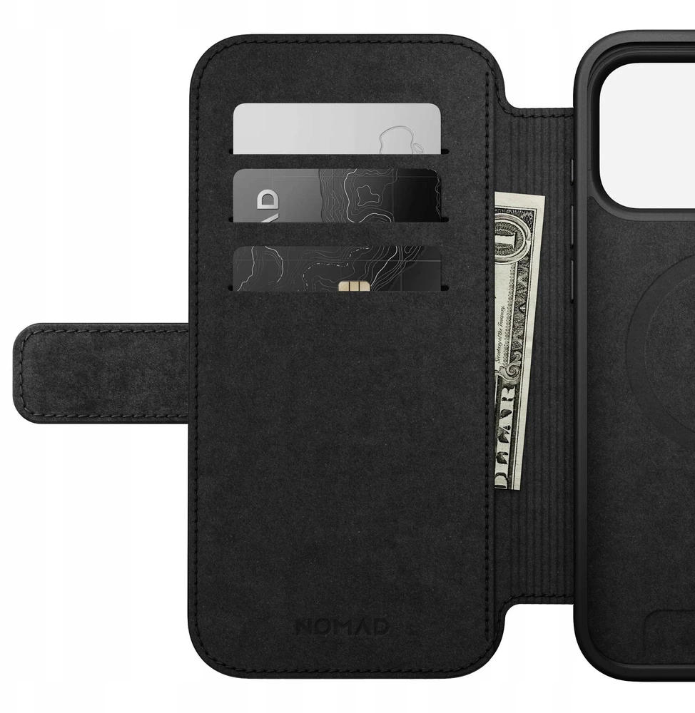 Dėklas Nomad Modern Leather Folio, juodas - iPhone 17 Pro